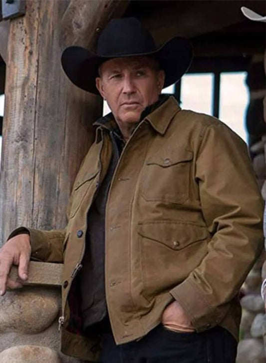 Yellow Stone John Dutton Kevin Costner Brown Cotton Jacket