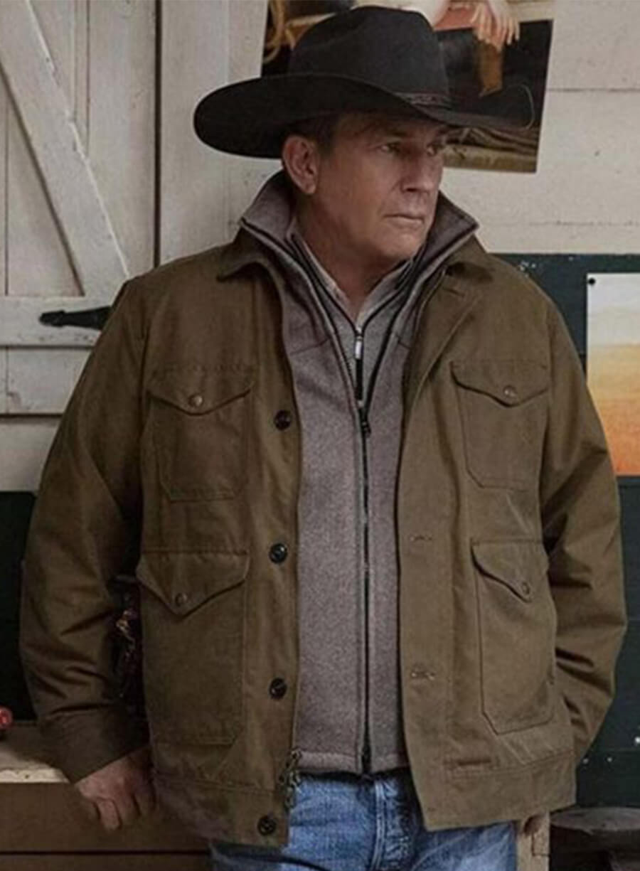 Yellow Stone John Dutton Kevin Costner Brown Cotton Jacket