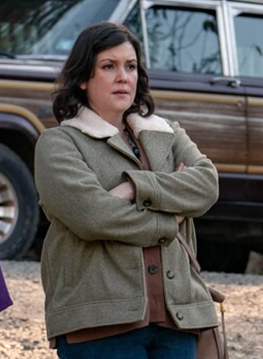 Yellowjackets Melanie Lynskey Shauna Shearling Green Jacket