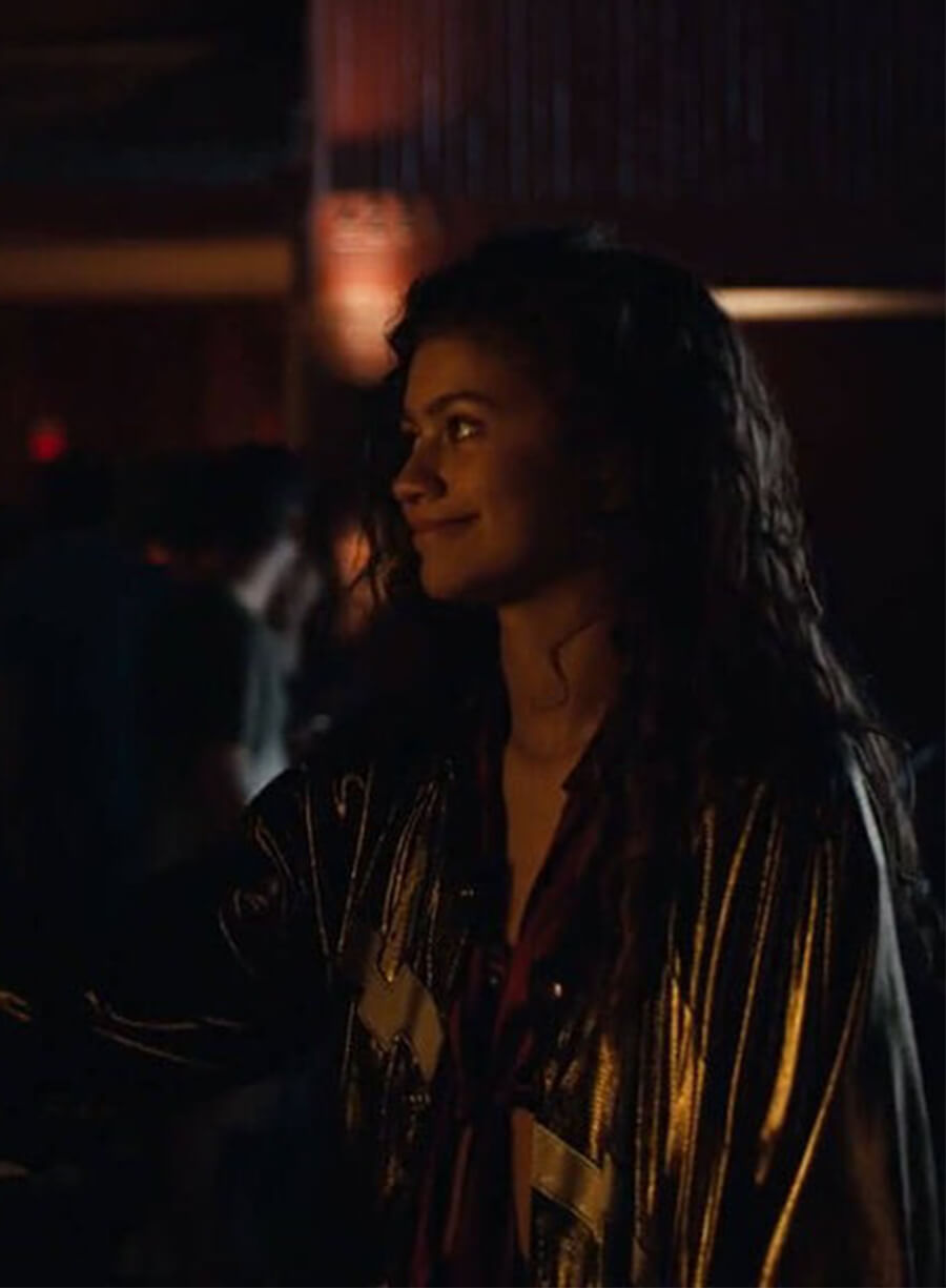 Zendaya Euphoria Rue Bennett Black Bomber Leather Jacket