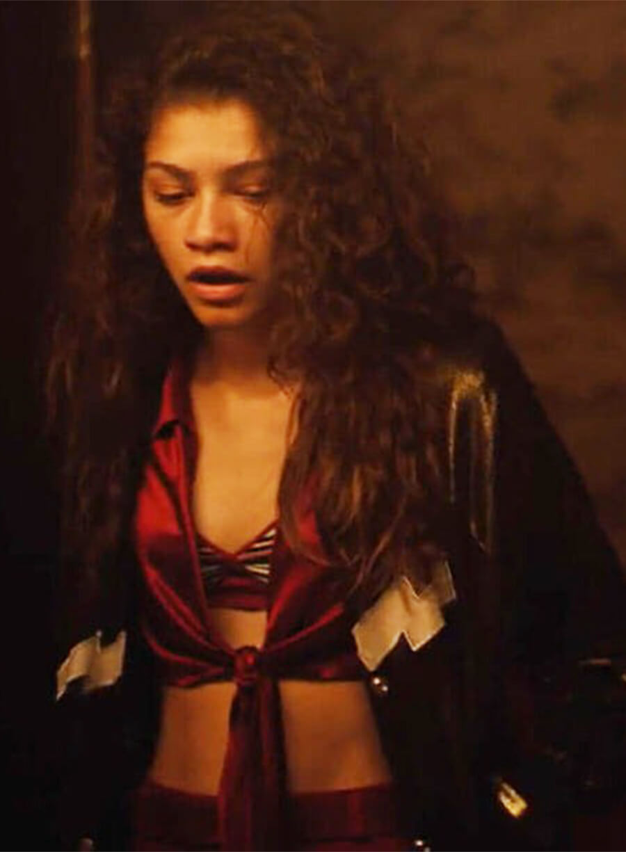 Zendaya Euphoria Rue Bennett Black Bomber Leather Jacket
