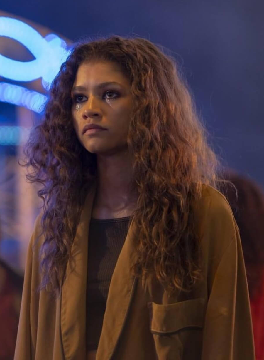 Zendaya Euphoria S01 Rue Bennett Brown Coat