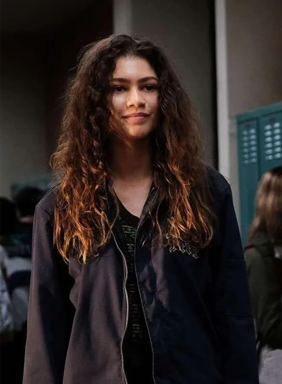 Zendaya Euphoria S02 Rue Bennett Black Jacket 