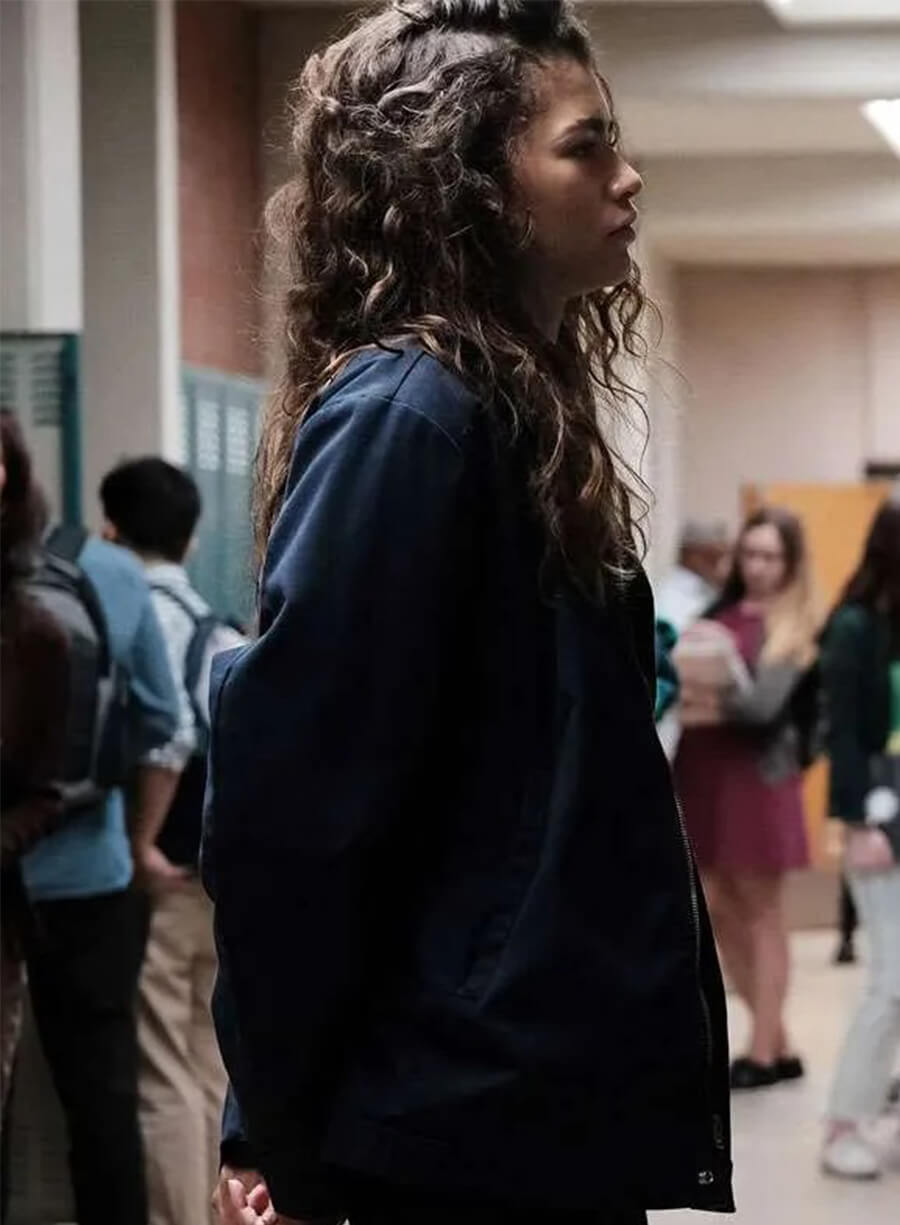 Zendaya Euphoria S02 Rue Bennett Black Jacket 