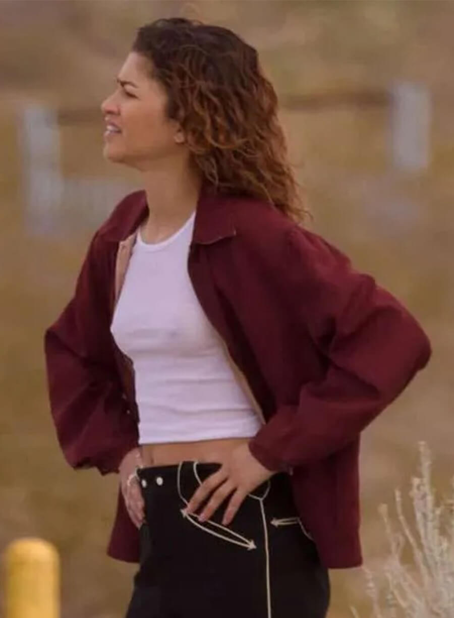 Zendaya Euphoria S03 Rue Bennett Red Jacket