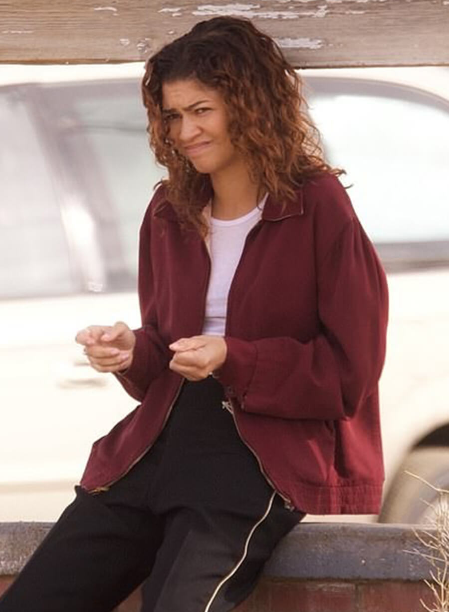 Zendaya Euphoria S03 Rue Bennett Red Jacket