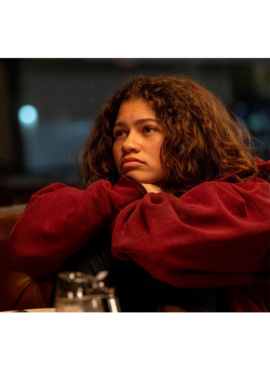 Zendaya Euphoria S03 Rue Bennett Red Zip-up Hoodie Jacket