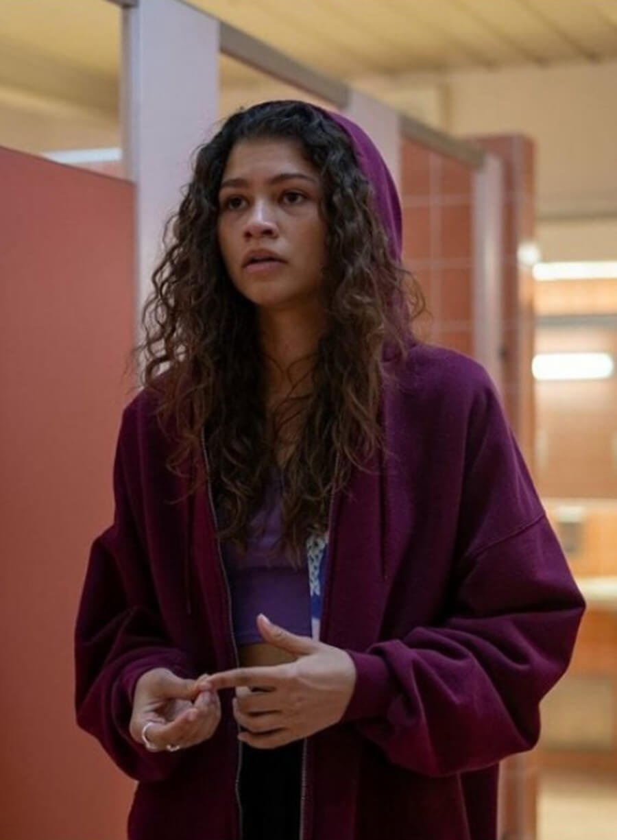 Zendaya Euphoria S03 Rue Bennett Red Zip-up Hoodie Jacket