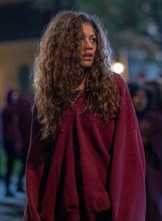 Zendaya Euphoria S03 Rue Bennett Red Zip-up Hoodie Jacket