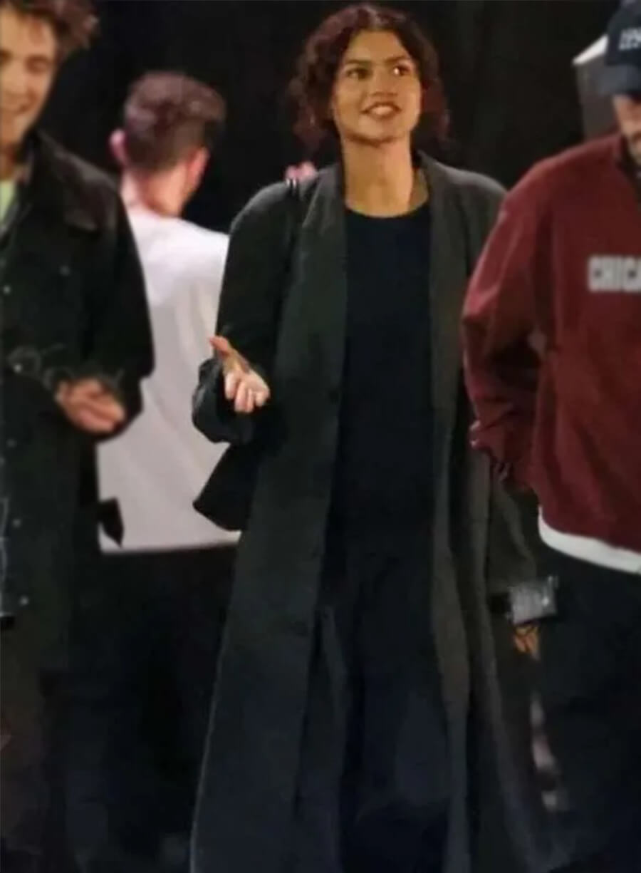 Zendaya The Drama 2026 Emma Harwood Grey Long Coat