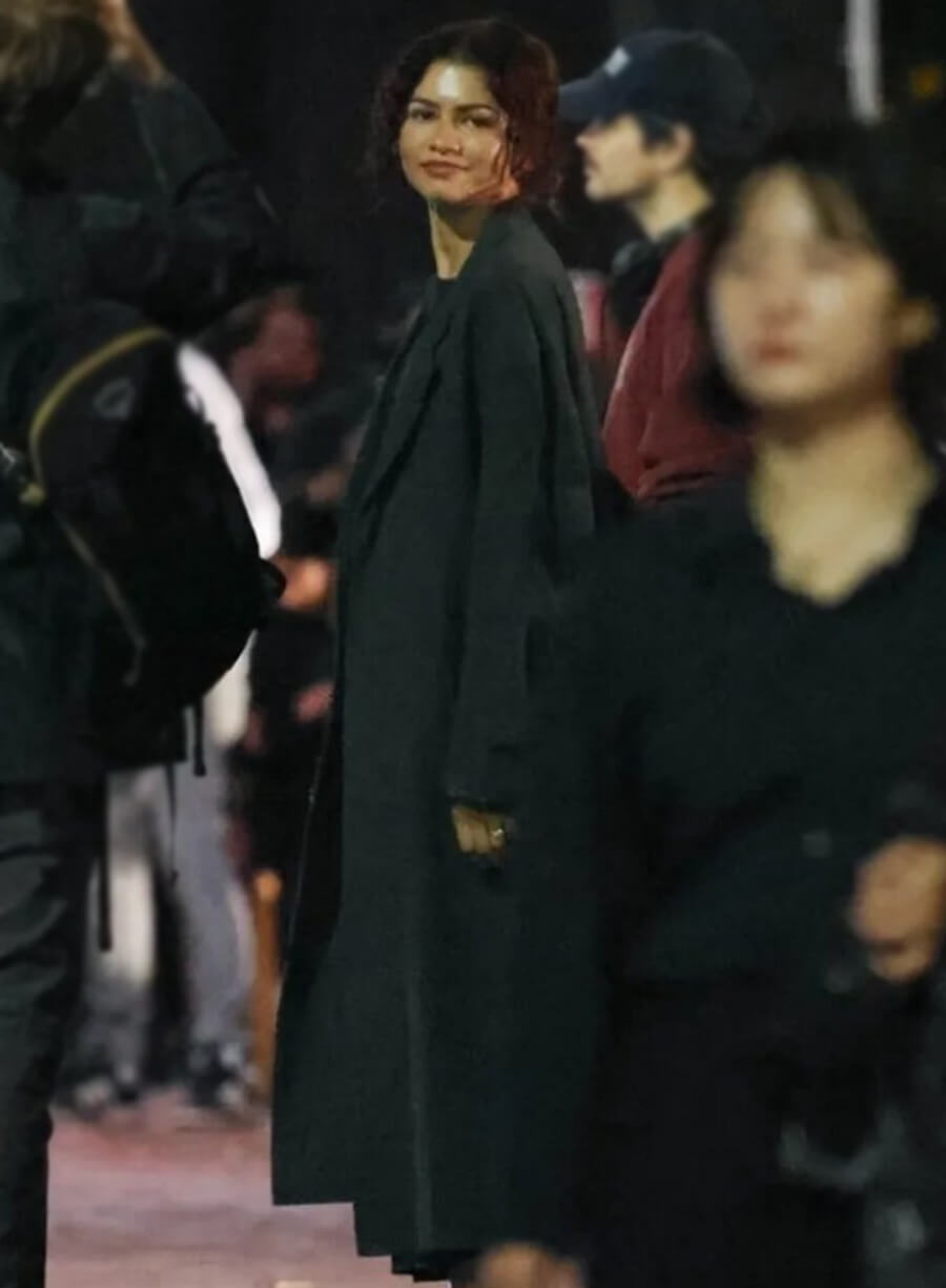 Zendaya The Drama 2026 Emma Harwood Grey Long Coat