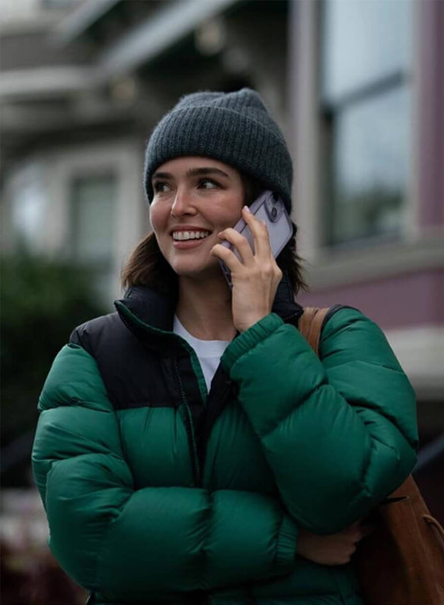 Zoey Deutch Voicemails For Isabelle Jill Green Black Jacket